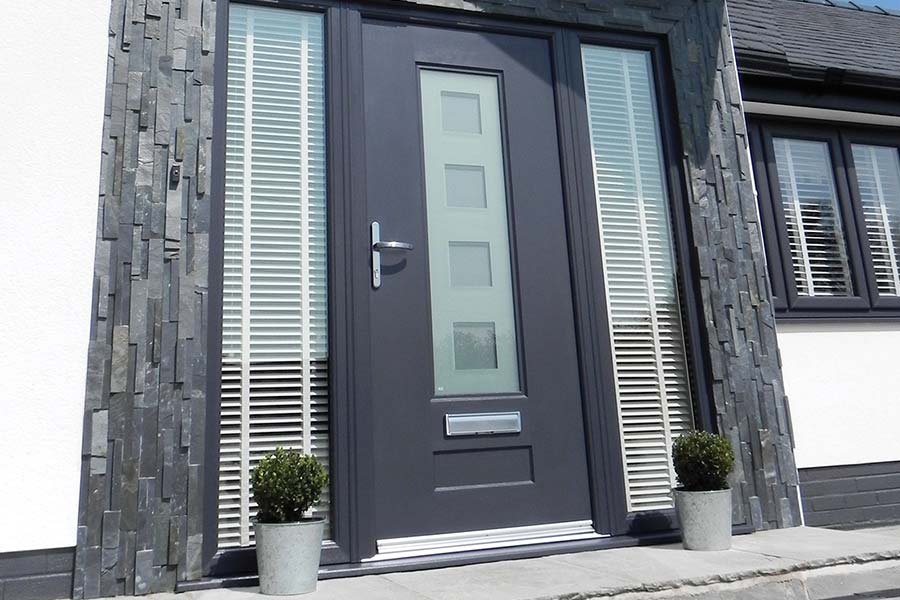 Composite front door replacement - modern anthracite grey colour