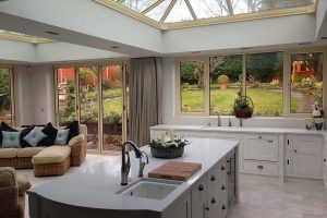 An internal view of a kitchen inside one of our orangery extensions