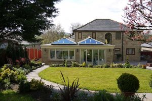 Orangery installation with glass roof