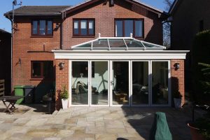Front view of a completed orangery installation project