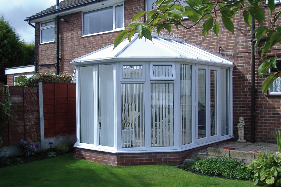 Victorian style conservatory with brick base and upvc roof